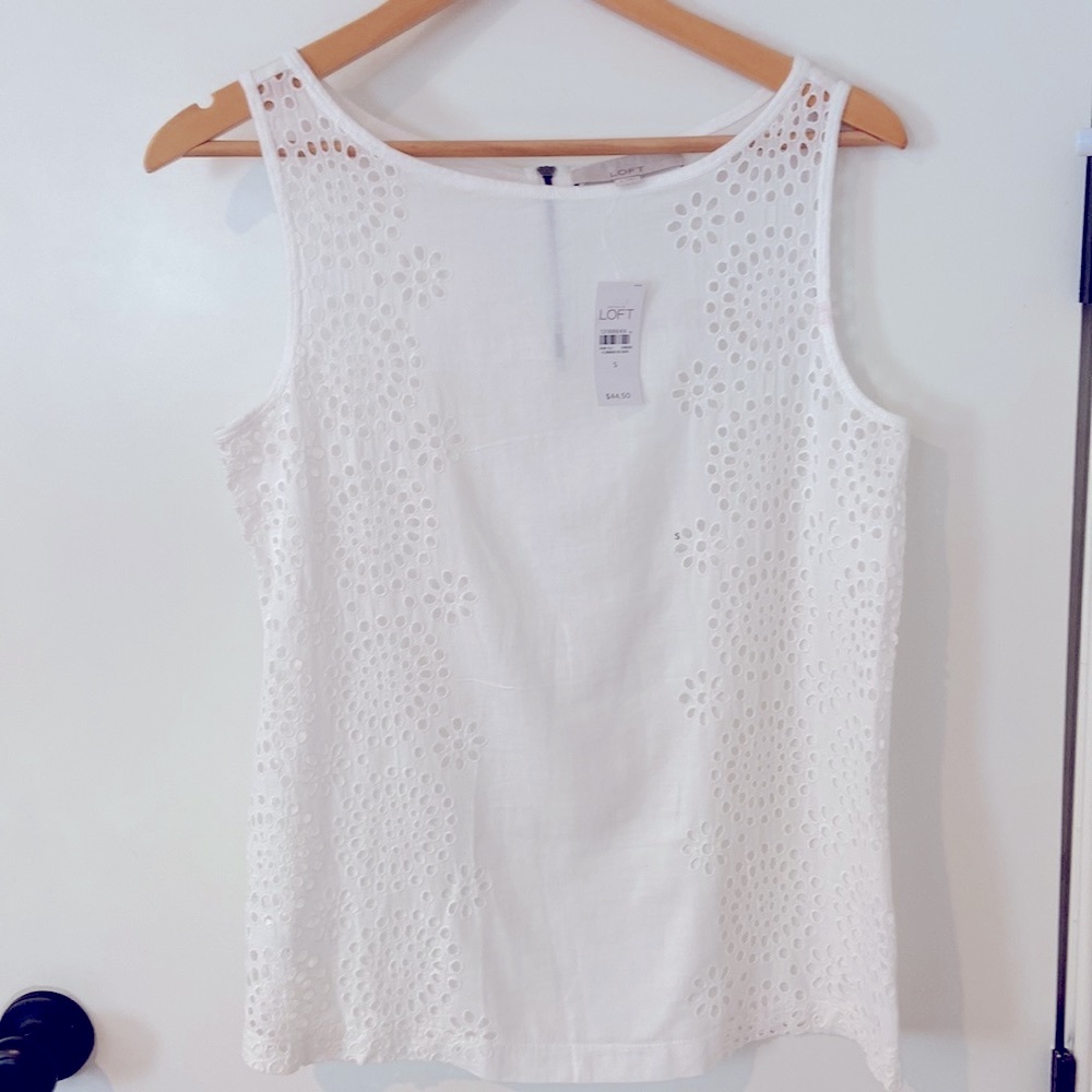 Ann Taylor LOFT White Sleeveless Tank